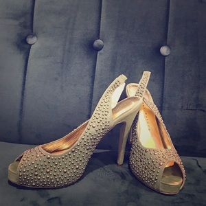 Fun green heels with brass studs